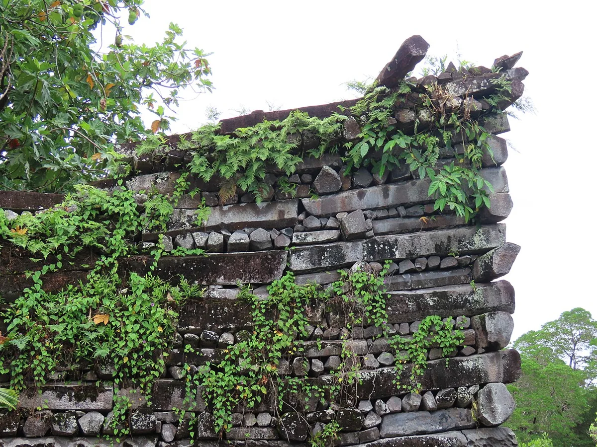 Stone structures at Nan Madol. Their historical interpretation is attributed to the heritage source, not inferred from the photograph.