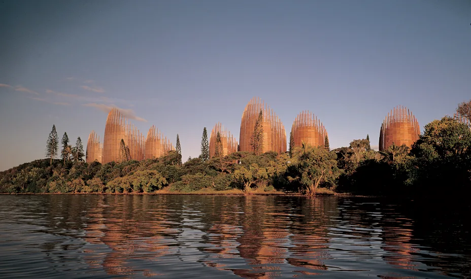 Exterior of the Tjibaou Cultural Centre, Nouméa. The architecture is one aspect of an active cultural institution.